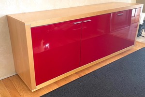 lot 10 image: Contemporary Cabinet with Three Bright Red Lacquered Doors