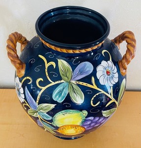 lot 34 image: Large Colorful Vase with Handles