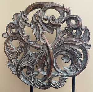 lot 49 image: Circular Swirled Metal Statue on a Stand