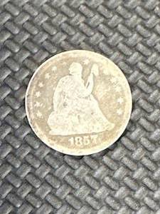 lot 9 image: 1857 Liberty Seated Quarter