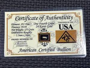 lot 11 image: � Grain 24 Karat Gold