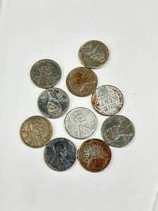 lot 21 image: Lot of 10 Steel Pennies (1940�s)