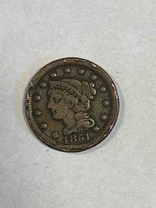 lot 30 image: 1851 One Cent Piece