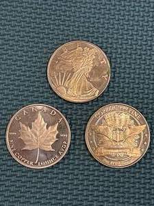 lot 31 image: Lot of 3 Investment Grade Copper Rounds