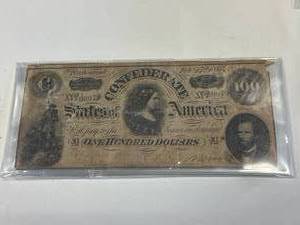 lot 45 image: Genuine $100 Confederate Bill