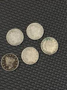 lot 55 image: Lot of 5 Liberty �V� Nickels