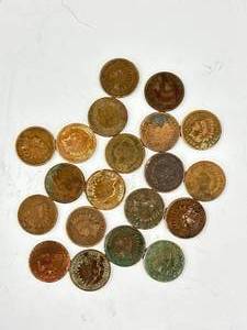 lot 62 image: Lot of 20 Different Year Indian Head Pennies
