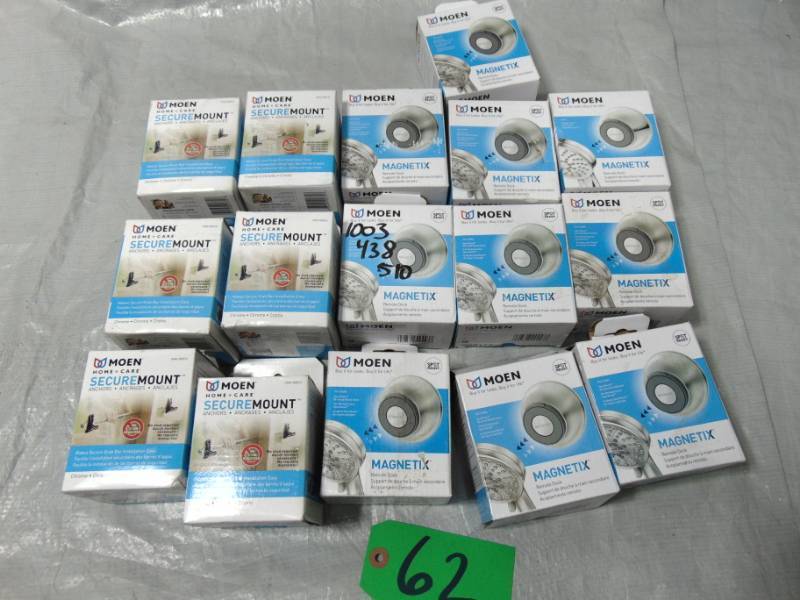 lot 89 image: 16 pack lot MOEN SecureMount Stainless Steel 3.17 Anchors SMA1000CH  Magnetix Remote CradlBrushed Nickel 196117SRN