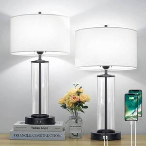 lot 60 image: 3 way dimmable table lamp 2 pack iron and glass