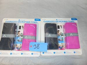 lot 39 image: 2 Packs ActivCool Oversized Microfiber Towel BlackPink 2-Pk 30x60