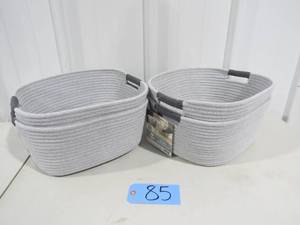 lot 85 image: 4 Pack Lot Rope Baskets - Gray