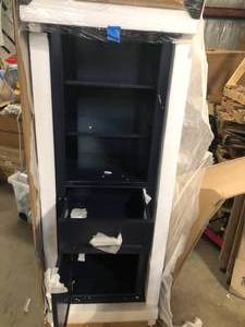 lot 9 image: Home Decorators Collection Windlowe 22 in. W x 16 in. D x 65 in. H Floor Linen Tower in Navy Blue, Open Box, Review all pictures
