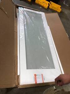 lot 16 image: eightdoors  32 in. x 80 in. x 1-38 in. 1-Lite Solid Core Frosted Glass Shaker Primed Wood Interior Door Slab, Open Box, review all pictures