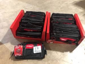 lot 33 image: Husky  15 in. 8 Pocket Zippered Tool Bag, 17 pcs, Open Box, Review all pictures