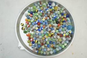 vintage marbles and includes Queen bee fused glass
