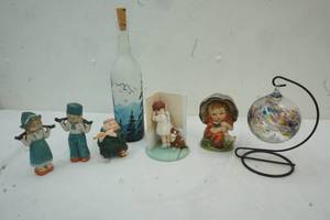 Japan figurines, hanging glass tree of life orb