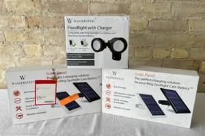 Lot of 4 Ring Spotlight Cam Battery Solar Panels and Flood Light
