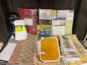 Lot of Kitchen Towels, Tablecloths, and More
