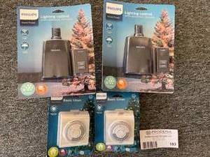 2 Phillips Outdoor Timers with Remotes &amp 2 Basic Timers