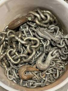 lot 13 image: 48 Pounds of Chain with  & 38 Inch Hooks