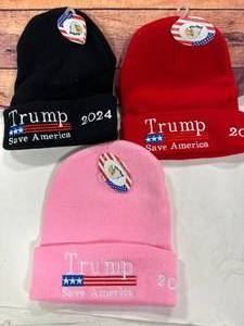 lot 29 image: New Trump Save America 2024 Pink, Red, Black Hats
