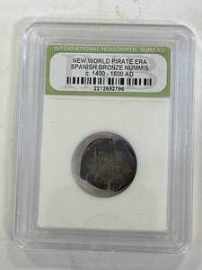 lot 37 image: Genuine Pirate Era Spanish Bronze Coin c.1400-1600