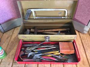 Metal Tool Box With Hand Tools