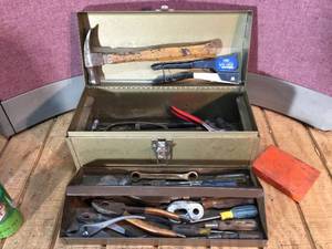 Metal Tool Box With Tools