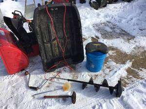 Ice Fishing Sled - Hand Auger - Bucket - Scoops