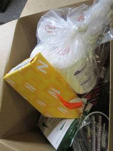 lot 118 image: box of cleaner, file folders and pr...