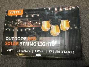 lot 284 image: new outdoor solar LED string lights...