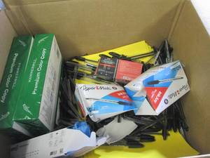 lot 375 image: box of pens , paper and more ...