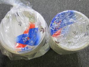 lot 308 image: box of 125 paper plates and bowls...