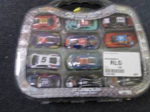 24-Pc. Racing Cars Case open box, l...