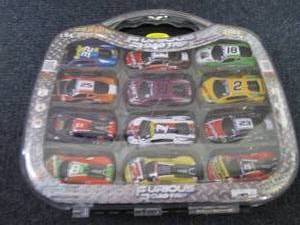 24-Pc. Racing Cars Case open box, c...
