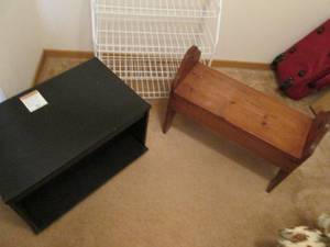 lot 407 image: Bench TV stand and a shoe rack...