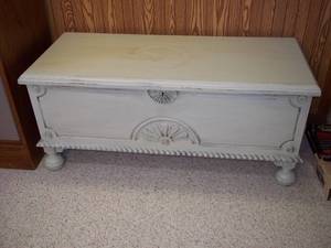 lot 20 image: Painted cedar chest top is 43x19...