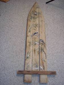 lot 23 image: Chickadee Wood wall hanging 51 tall...