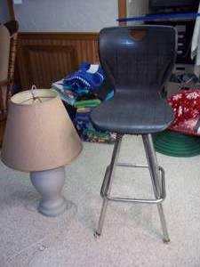 lot 38 image: Bar height chair with lamp...