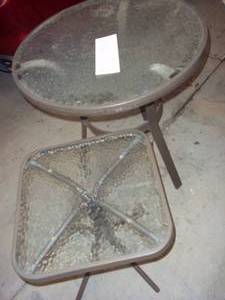 lot 49 image: 2 Glass top patio tables, 27 and 18...