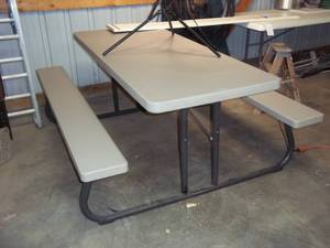 lot 211 image: Lifetime Picnic Table that folds flat for easy storage