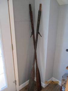 lot 103 image: Pair of Vintage Boat rowing Oars wi...