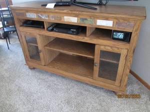 lot 139 image: Rustic Wood Multi-Media Cabinet wit...