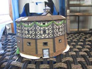 lot 236 image: Department 56 Collectible Globe Theater with sign and (2) trumpeters