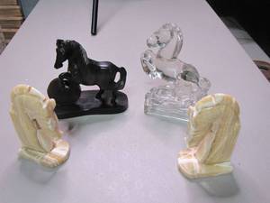 lot 237 image: Marble, Ceramic and Glass present horse figurines