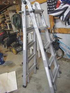 lot 252 image: Aluminum multi-position adjustable ladder