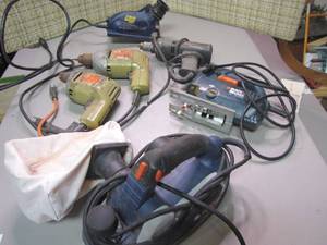 lot 275 image: Vintage Drill doctor, Bosch and Black and Decker electric tools
