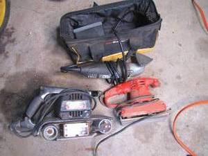 lot 305 image: Craftsman belt-sander, Wen sheet sander and Rockwell oscillating detail sander