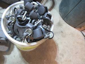 lot 344 image: Bucket of assorted Casters and metal moving dollies