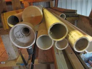 lot 405 image: Lot of 11 assorted 1-12, 2 and 4 PVC Piping measuring between 5-10